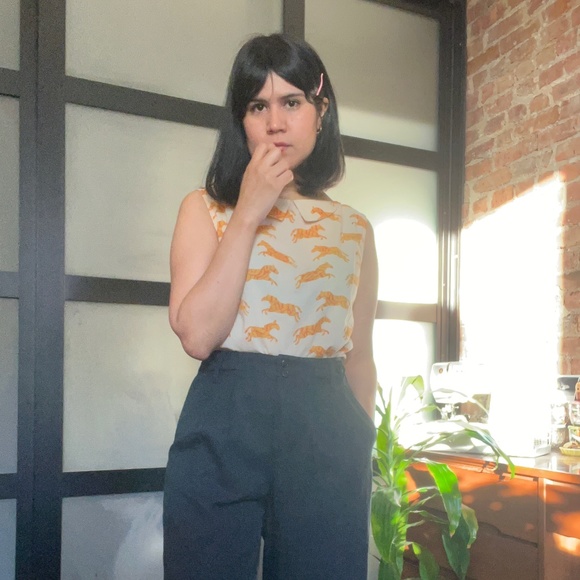 Family Affairs zebra print sleeveless blouse tank top medium orange creamsicle - Picture 4 of 8